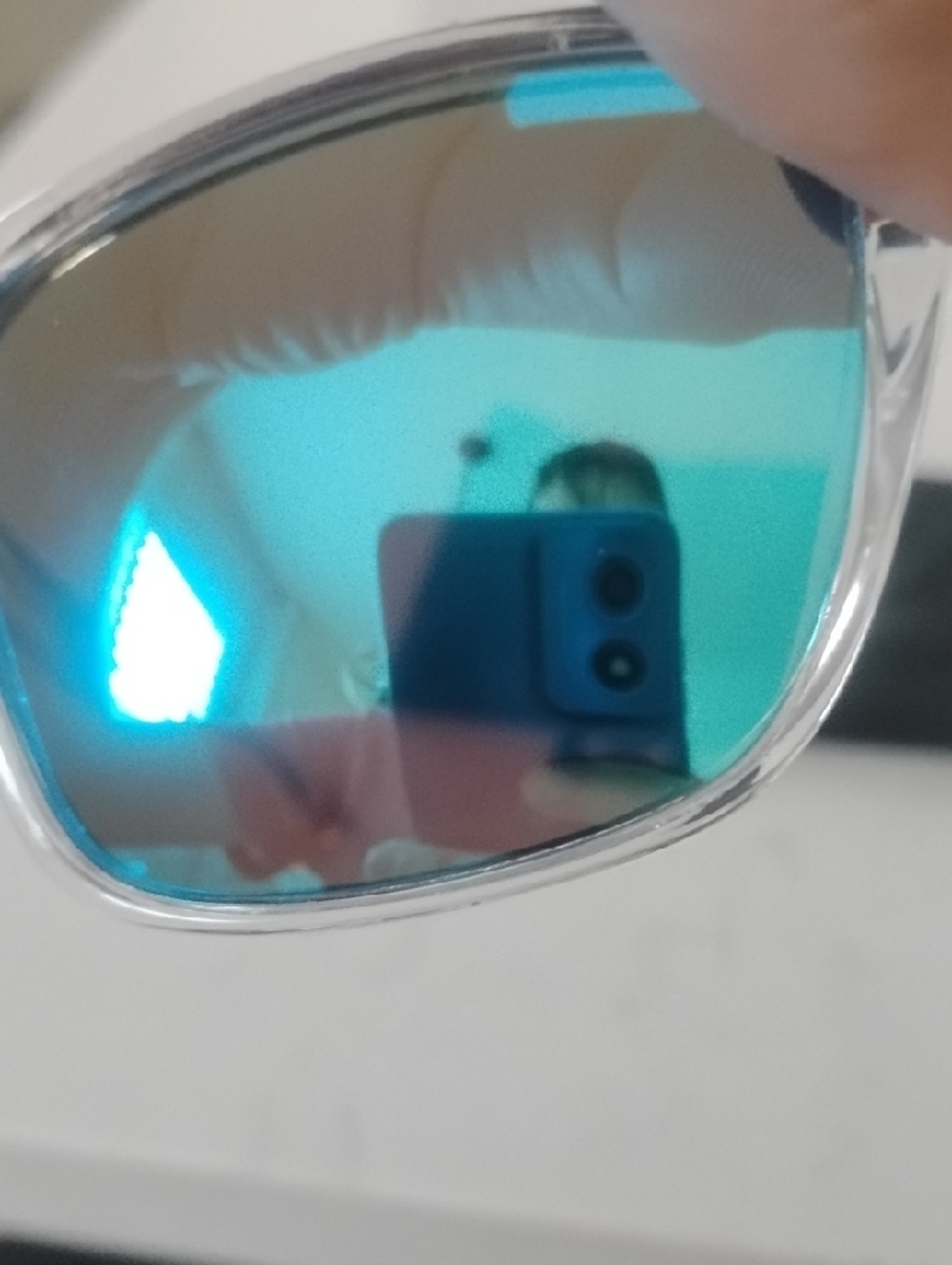 Oakley Clear Frame Holbrook Sunglasses with Blue Mirrored Lenses - Picture 7 of 12